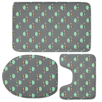 Cute Alien With Bow Tie Print 3 Piece Bath Mat Set