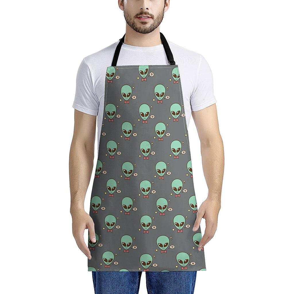 Cute Alien With Bow Tie Print Apron