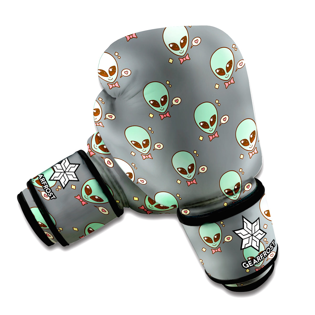 Cute Alien With Bow Tie Print Boxing Gloves