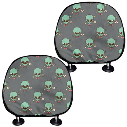 Cute Alien With Bow Tie Print Car Headrest Covers