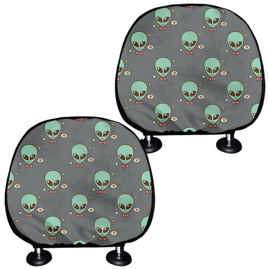 Cute Alien With Bow Tie Print Car Headrest Covers