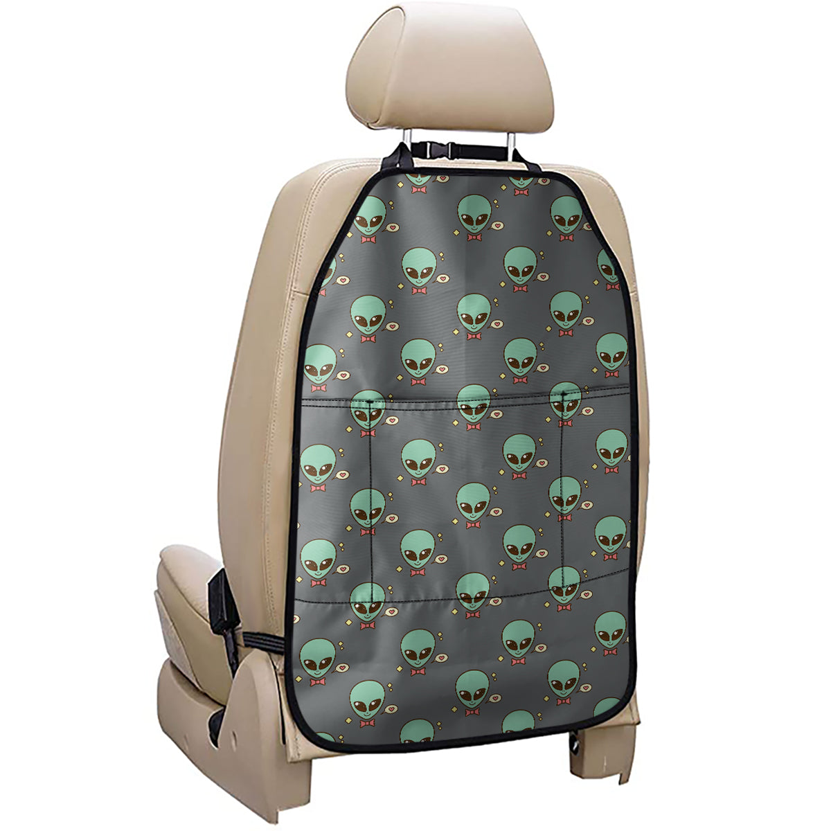 Cute Alien With Bow Tie Print Car Seat Organizers