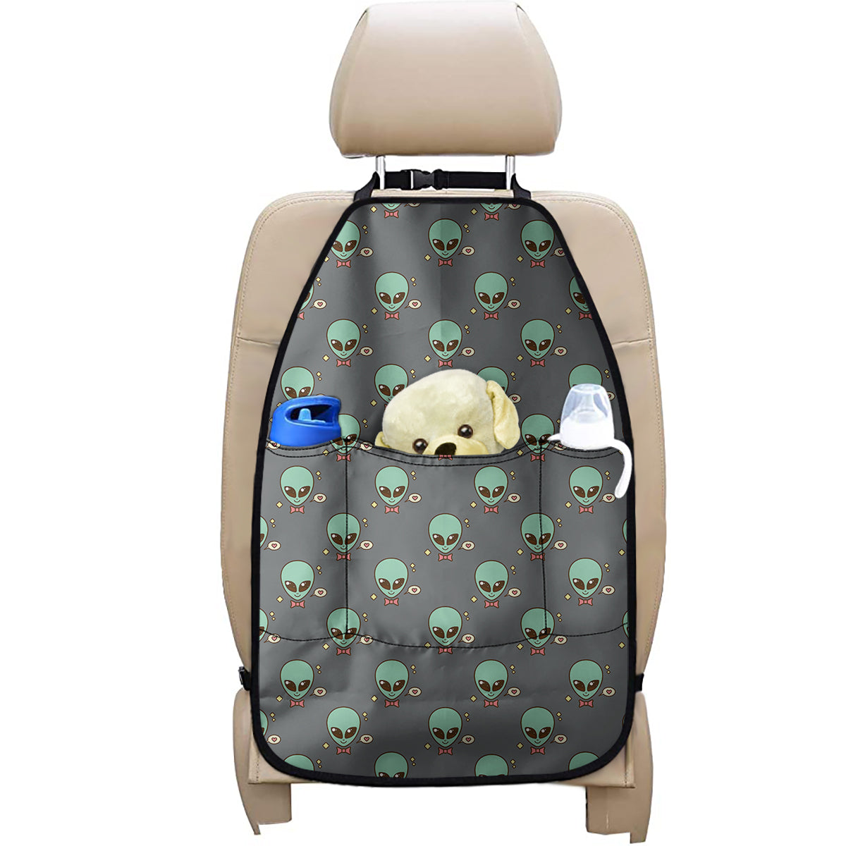 Cute Alien With Bow Tie Print Car Seat Organizers