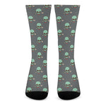 Cute Alien With Bow Tie Print Crew Socks