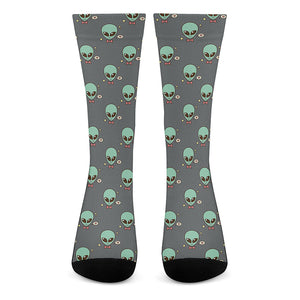 Cute Alien With Bow Tie Print Crew Socks