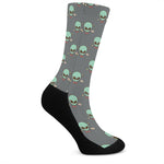 Cute Alien With Bow Tie Print Crew Socks