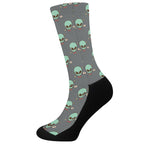 Cute Alien With Bow Tie Print Crew Socks