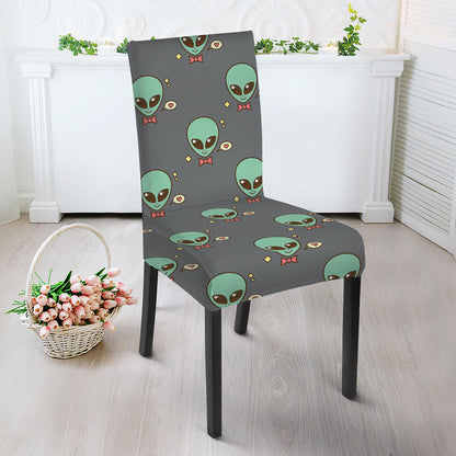 Cute Alien With Bow Tie Print Dining Chair Slipcover