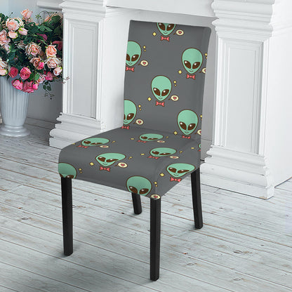 Cute Alien With Bow Tie Print Dining Chair Slipcover