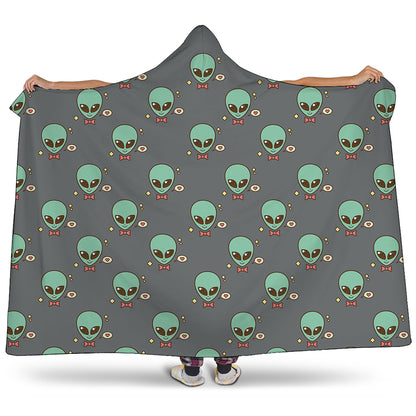 Cute Alien With Bow Tie Print Hooded Blanket