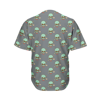 Cute Alien With Bow Tie Print Men's Baseball Jersey