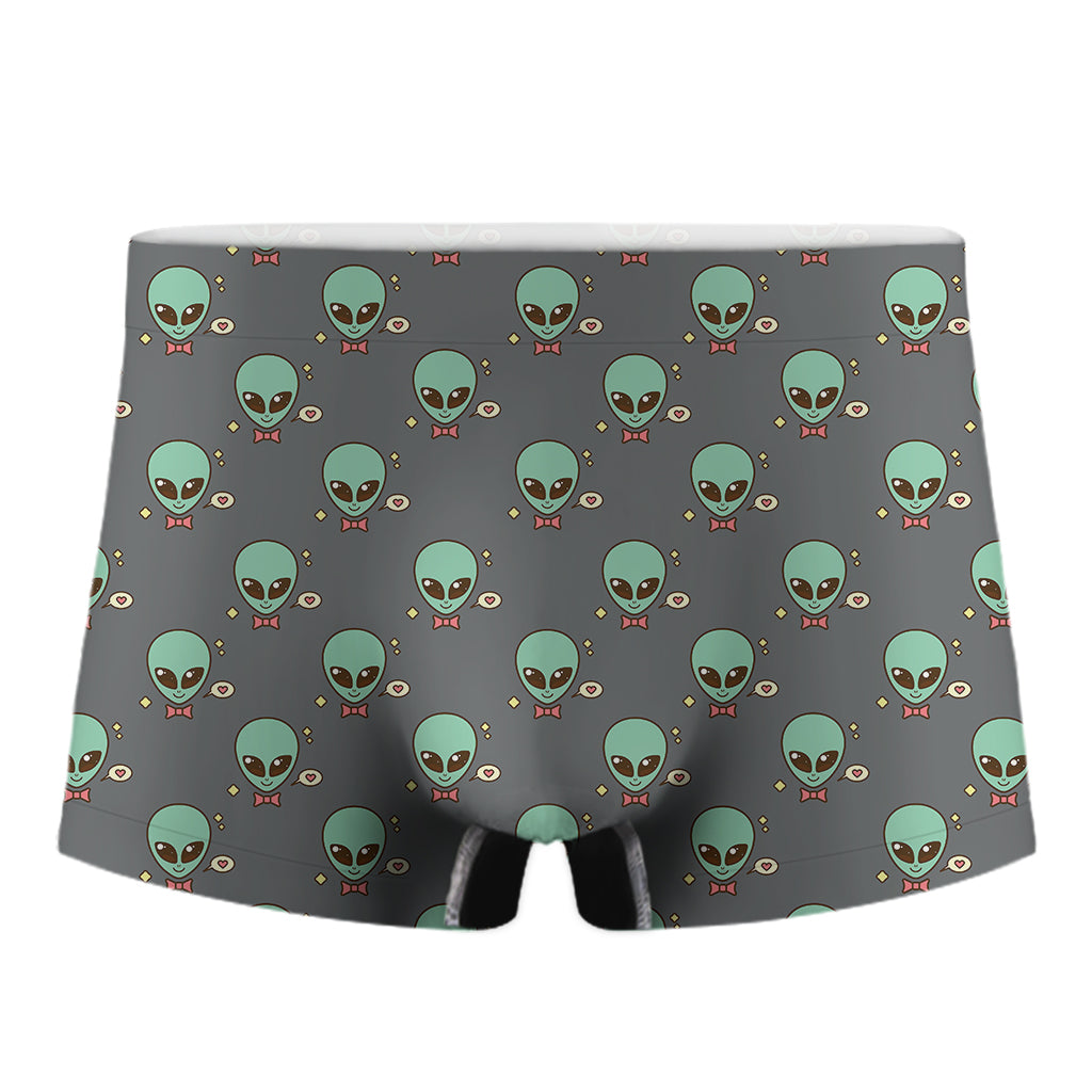 Cute Alien With Bow Tie Print Men's Boxer Briefs