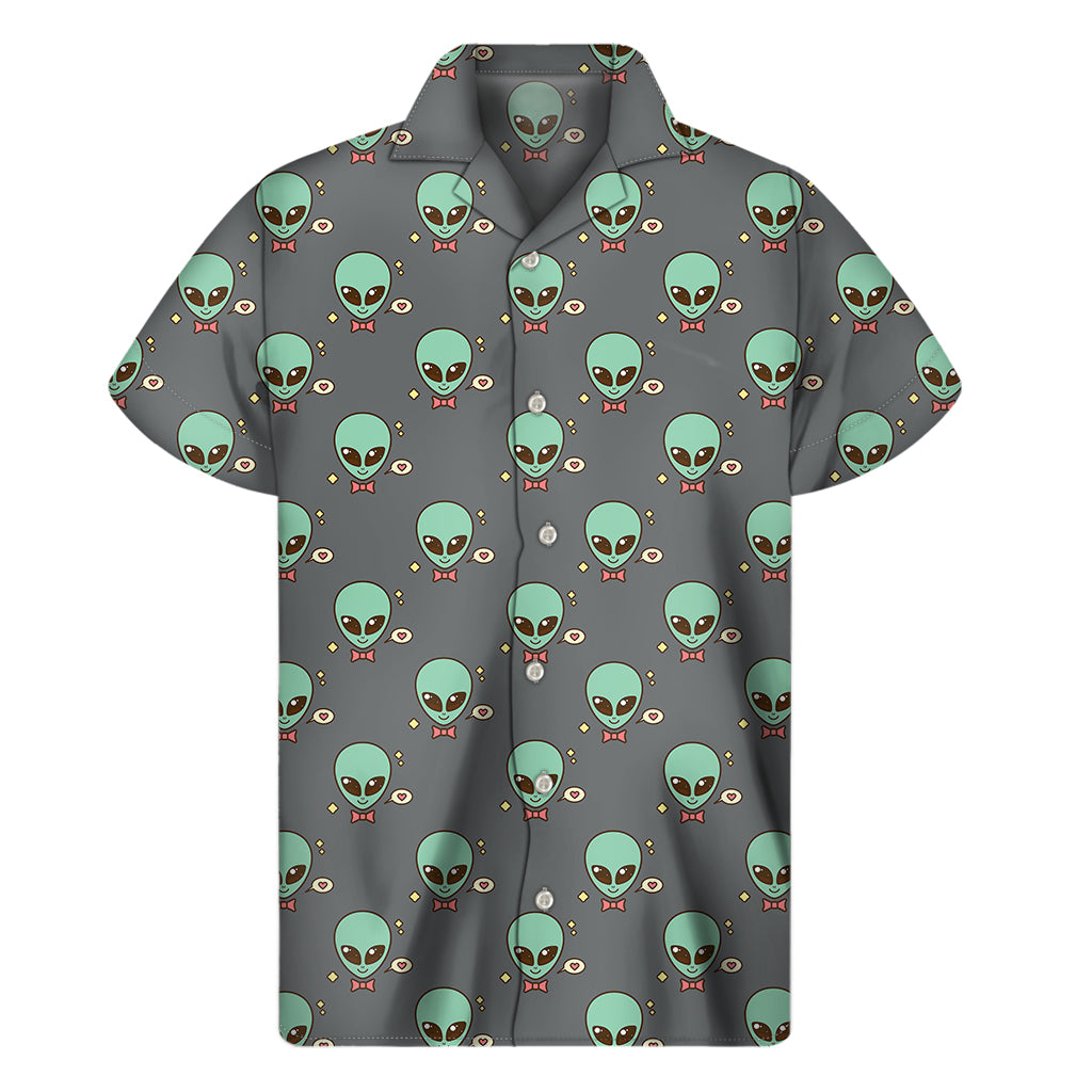 Cute Alien With Bow Tie Print Men's Short Sleeve Shirt