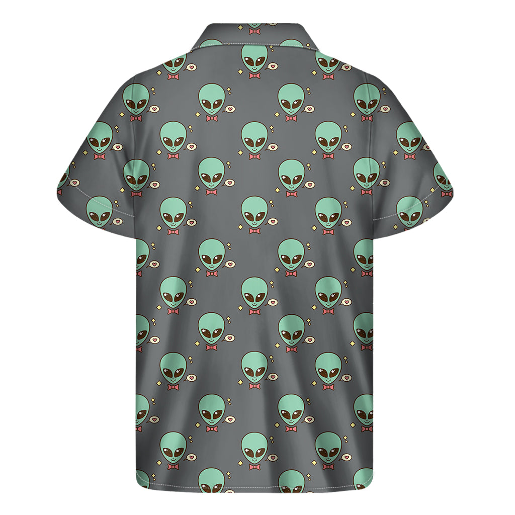 Cute Alien With Bow Tie Print Men's Short Sleeve Shirt