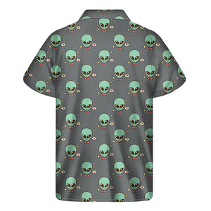 Cute Alien With Bow Tie Print Men's Short Sleeve Shirt