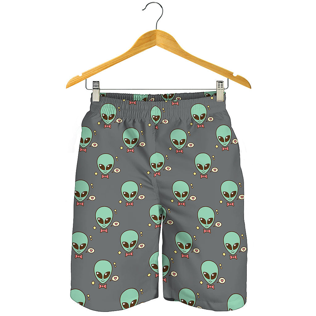 Cute Alien With Bow Tie Print Men's Shorts