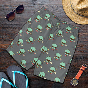 Cute Alien With Bow Tie Print Men's Shorts