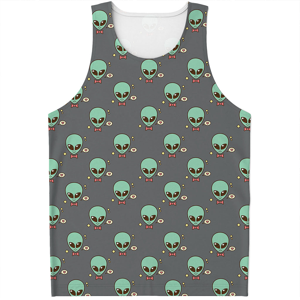 Cute Alien With Bow Tie Print Men's Tank Top