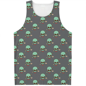 Cute Alien With Bow Tie Print Men's Tank Top