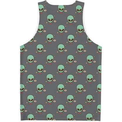 Cute Alien With Bow Tie Print Men's Tank Top