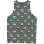 Cute Alien With Bow Tie Print Men's Tank Top