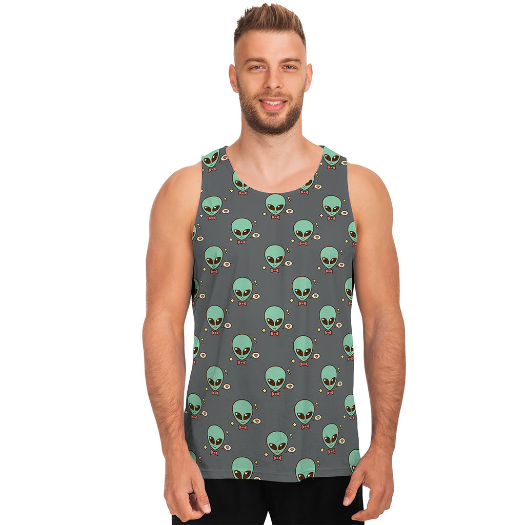 Cute Alien With Bow Tie Print Men's Tank Top