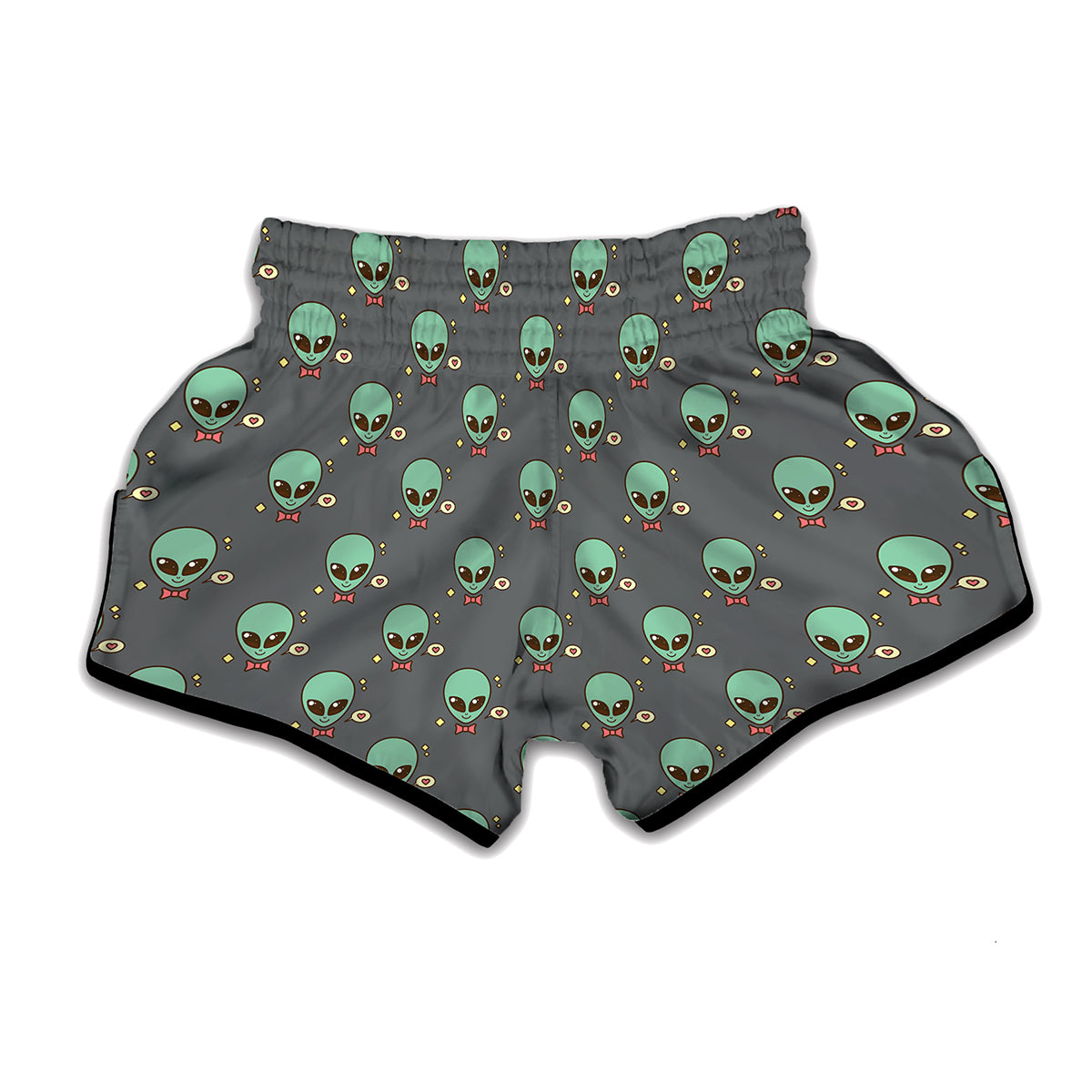 Cute Alien With Bow Tie Print Muay Thai Boxing Shorts