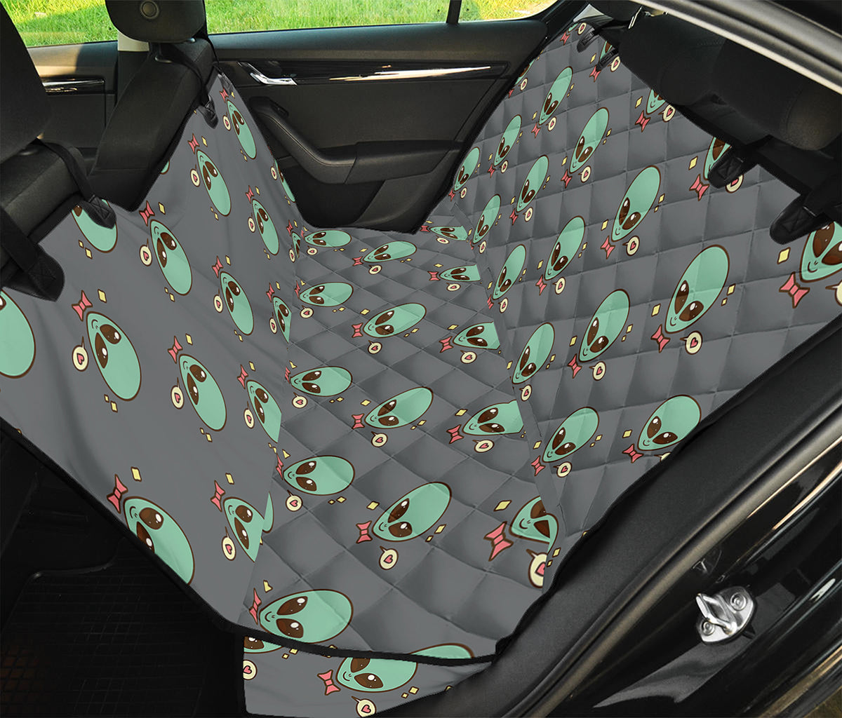 Cute Alien With Bow Tie Print Pet Car Back Seat Cover