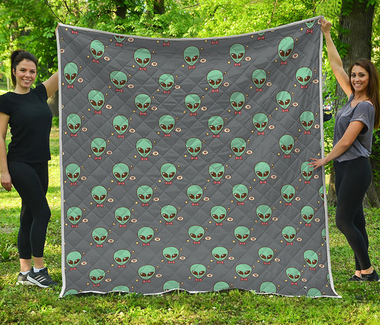 Cute Alien With Bow Tie Print Quilt