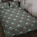Cute Alien With Bow Tie Print Quilt Bed Set