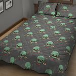Cute Alien With Bow Tie Print Quilt Bed Set