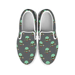 Cute Alien With Bow Tie Print White Slip On Shoes