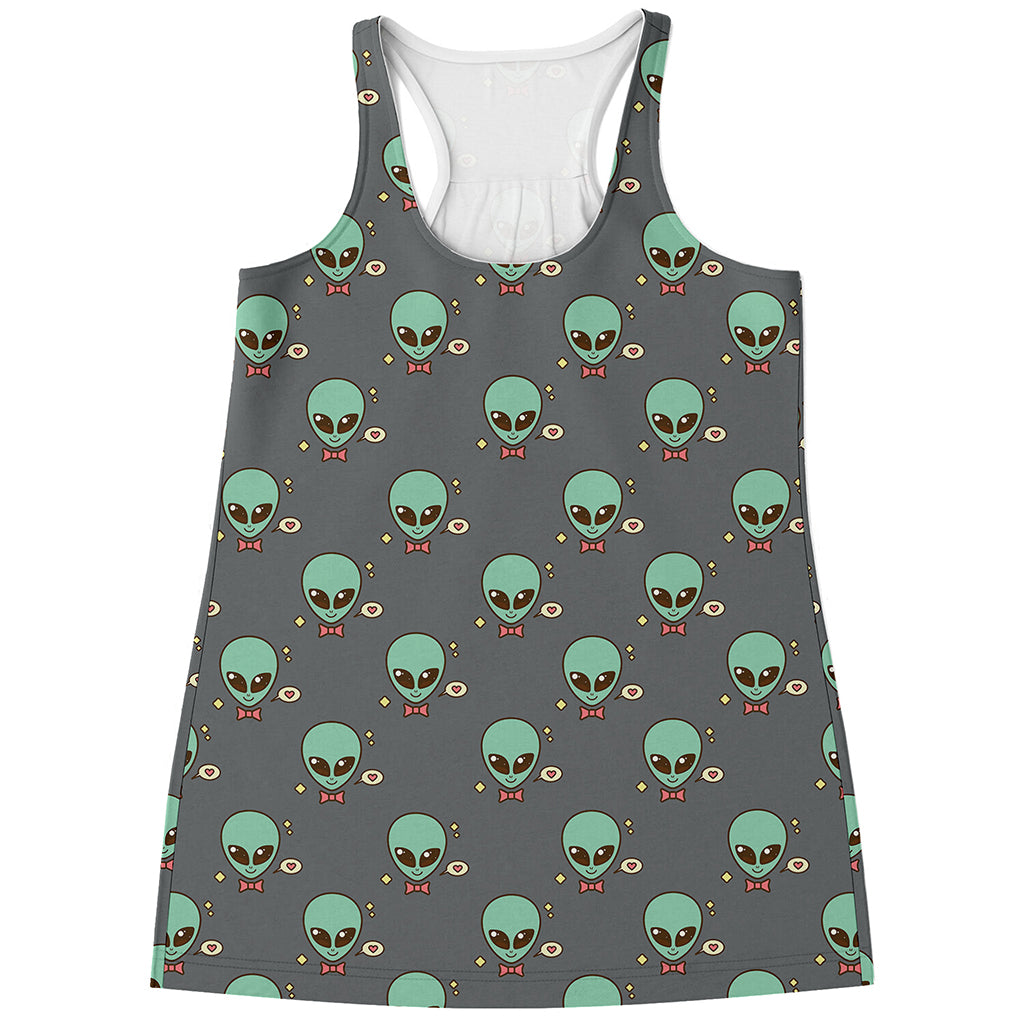 Cute Alien With Bow Tie Print Women's Racerback Tank Top