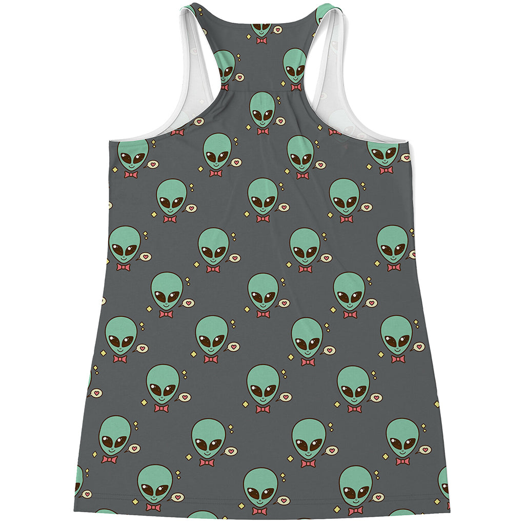 Cute Alien With Bow Tie Print Women's Racerback Tank Top