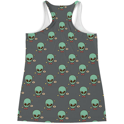 Cute Alien With Bow Tie Print Women's Racerback Tank Top