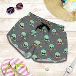 Cute Alien With Bow Tie Print Women's Shorts