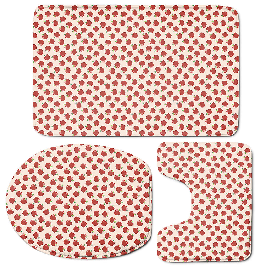 Cute Apple Pattern Print 3 Piece Bath Mat Set