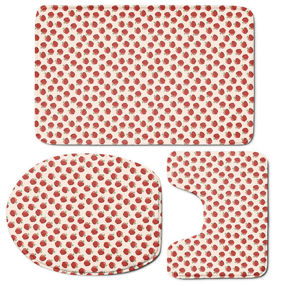 Cute Apple Pattern Print 3 Piece Bath Mat Set