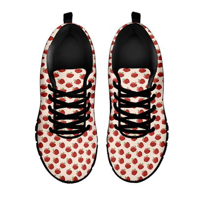 Cute Apple Pattern Print Black Sneakers