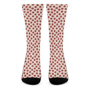 Cute Apple Pattern Print Crew Socks