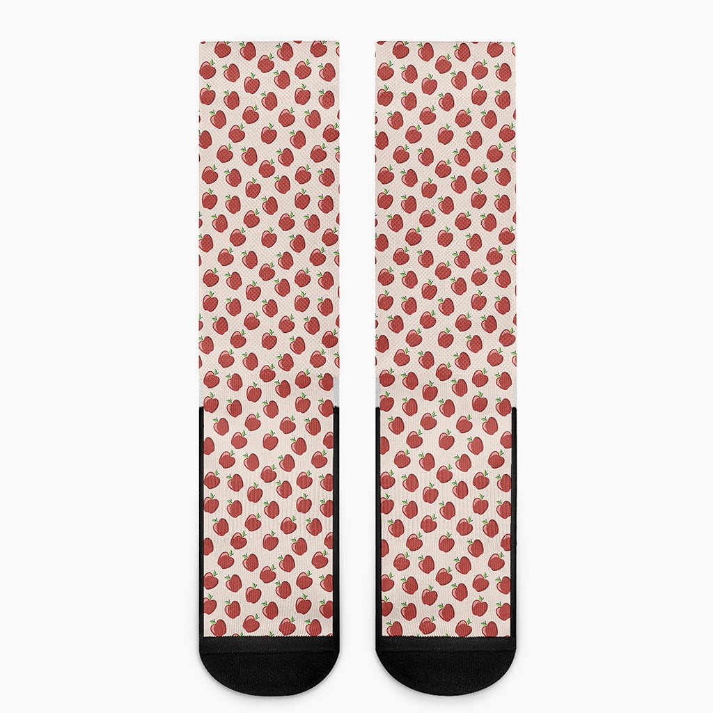 Cute Apple Pattern Print Crew Socks