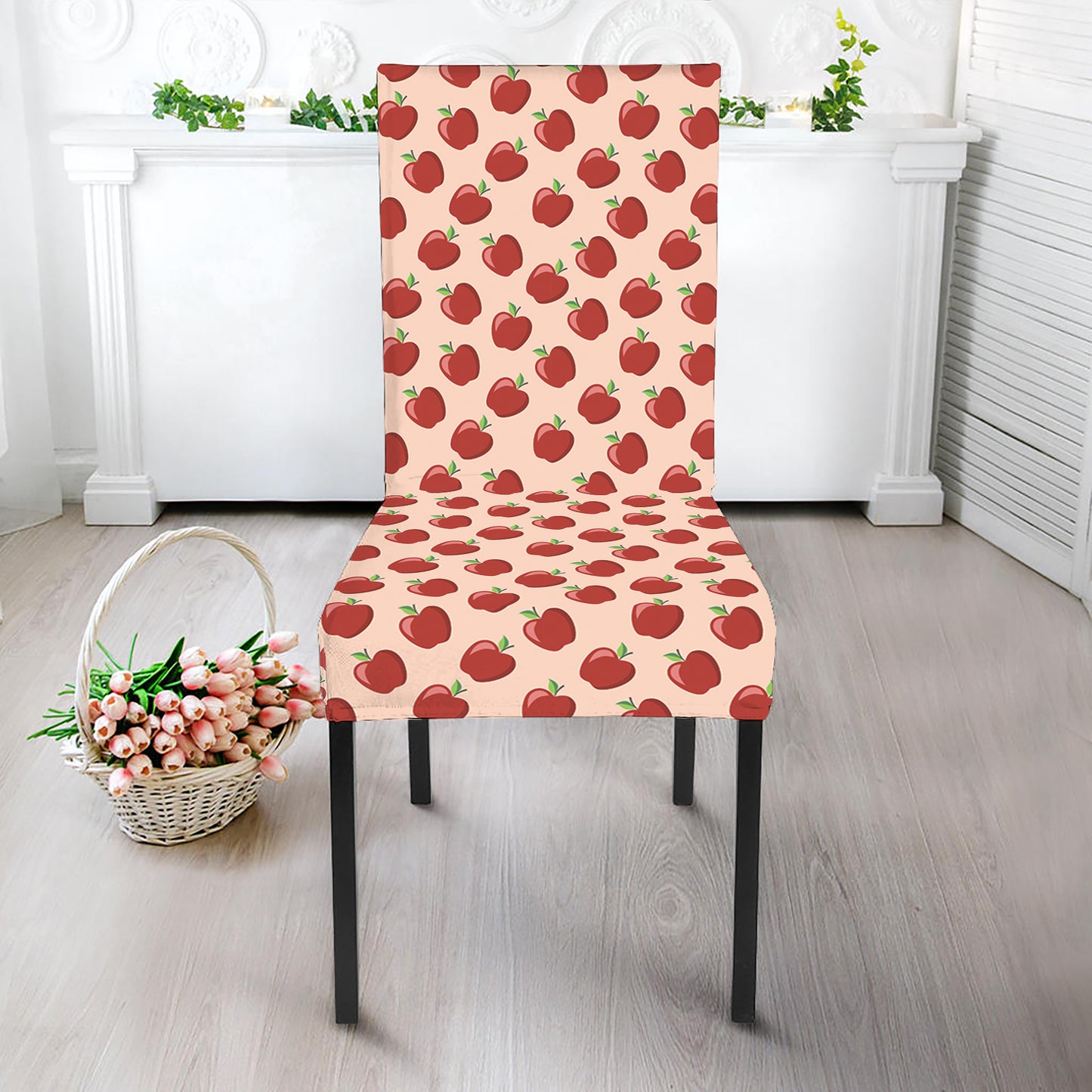 Cute Apple Pattern Print Dining Chair Slipcover