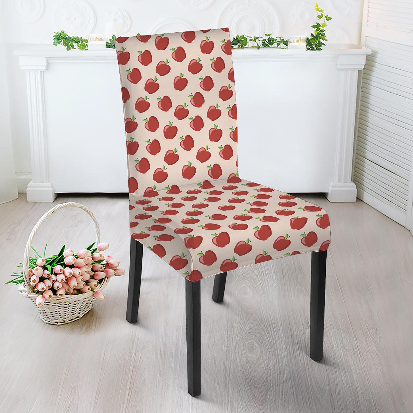 Cute Apple Pattern Print Dining Chair Slipcover