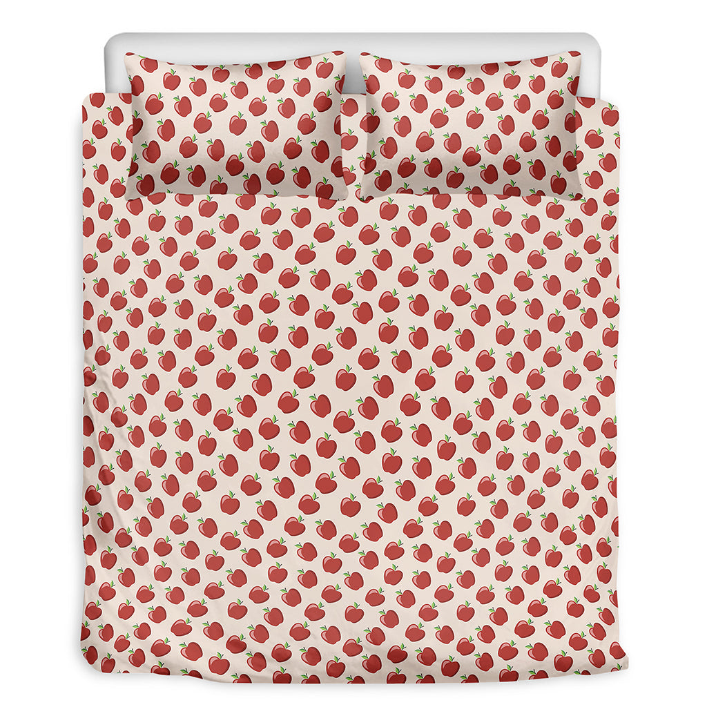 Cute Apple Pattern Print Duvet Cover Bedding Set