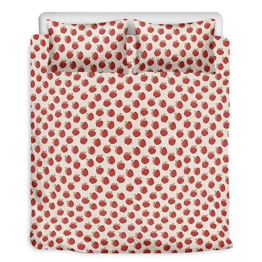 Cute Apple Pattern Print Duvet Cover Bedding Set