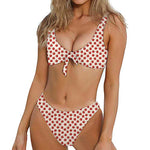 Cute Apple Pattern Print Front Bow Tie Bikini