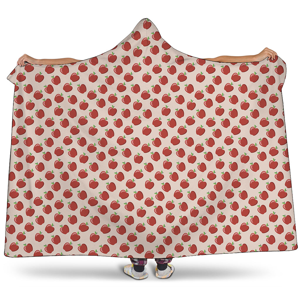 Cute Apple Pattern Print Hooded Blanket