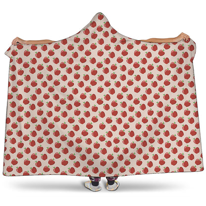 Cute Apple Pattern Print Hooded Blanket