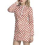 Cute Apple Pattern Print Hoodie Dress