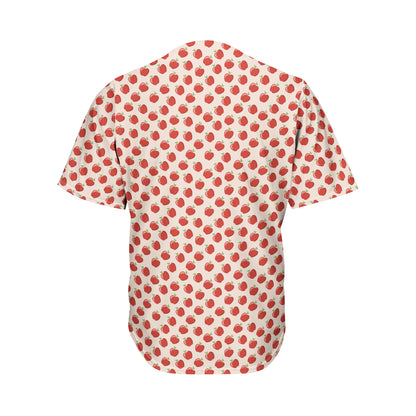 Cute Apple Pattern Print Men's Baseball Jersey